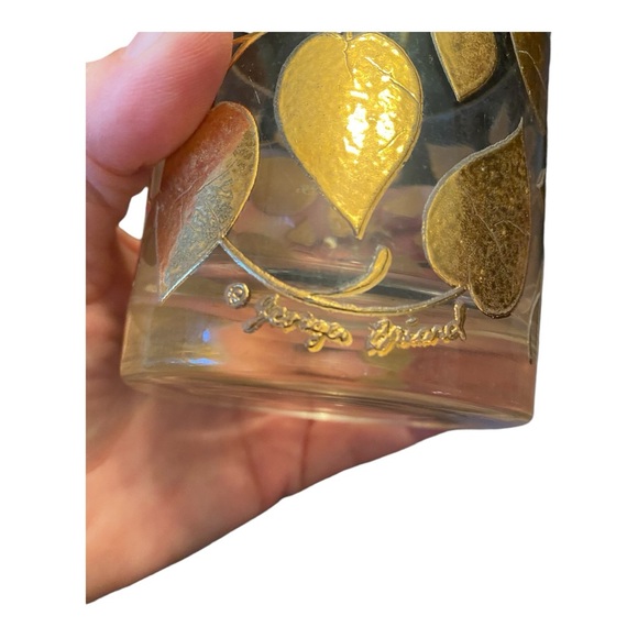 Georges Briard Signed Mid-Century Golden Leaves Rocks Glass - Picture 4 of 7